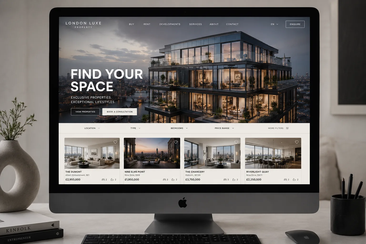 Hospitality & Property — Lifestyle & Real Estate website by Web Design Studio London