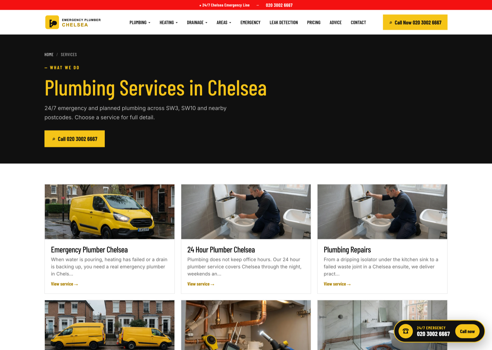 Emergency Plumber Chelsea — web design project 2